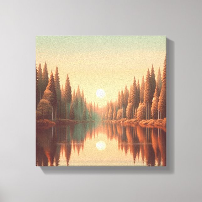 Lienzo Reflejos del Atardecer Dorado junto al Lago Quiet  (Anverso)