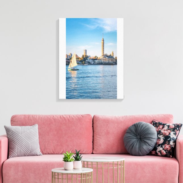 Lienzo Reflejos del Nilo bajo la Torre de El Cairo (Insitu (Sala de estar))