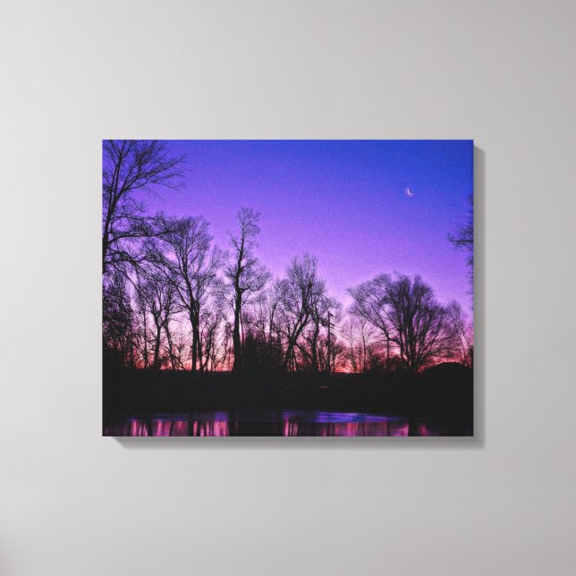 Lienzo Reflexión sobre el lago Neon Art Sunrise (Anverso)