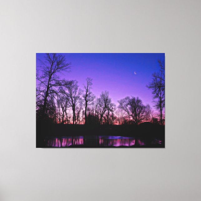 Lienzo Reflexión sobre el lago Neon Art Sunrise (Anverso)