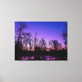 Lienzo Reflexión sobre el Lago Purple Neon Art Sunrise