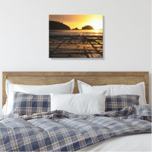Lienzo Reflexiones oceánicas de atardecer pavimento ensay