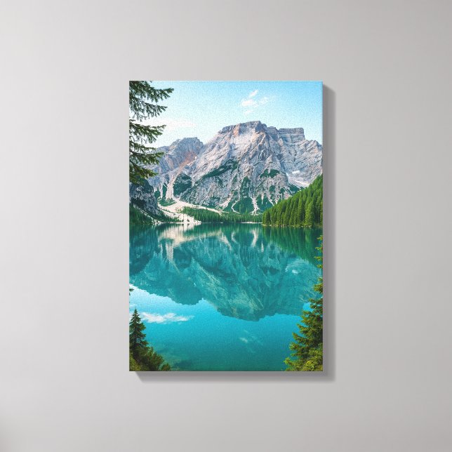 Lienzo Reflexiones sobre la montaña en el lago azul (Anverso)