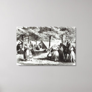 Lienzo Refugiados del sur acampando en el bosque