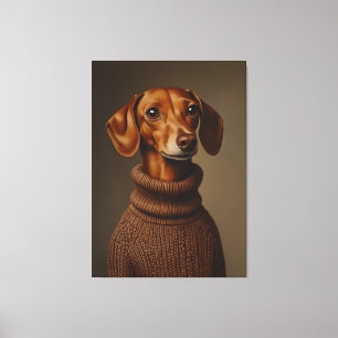Lienzo Regal Dachshund en un cuello de tortuga