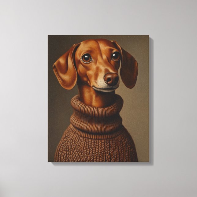 Lienzo Regal Dachshund en un cuello de tortuga (Anverso)