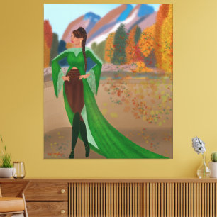 Lienzo Regal en otoño Mujer negra hermosa