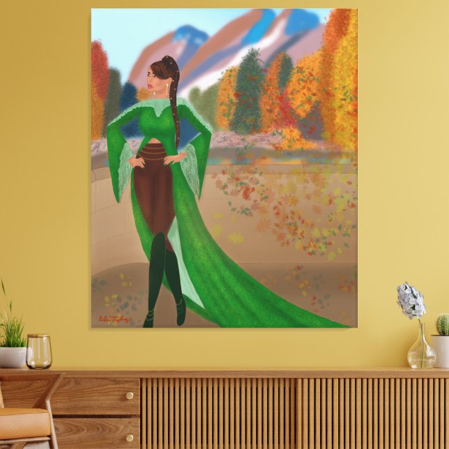 Lienzo Regal en otoño | Mujer negra hermosa (Insitu (Sala de estar))