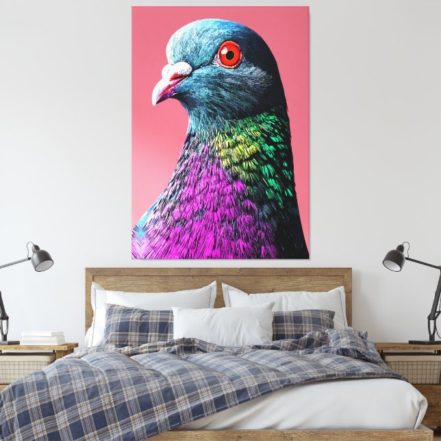 Lienzo Regal Pigeon Majesty Vivid Realist Bird Portrait (Insitu(Dormitorio))
