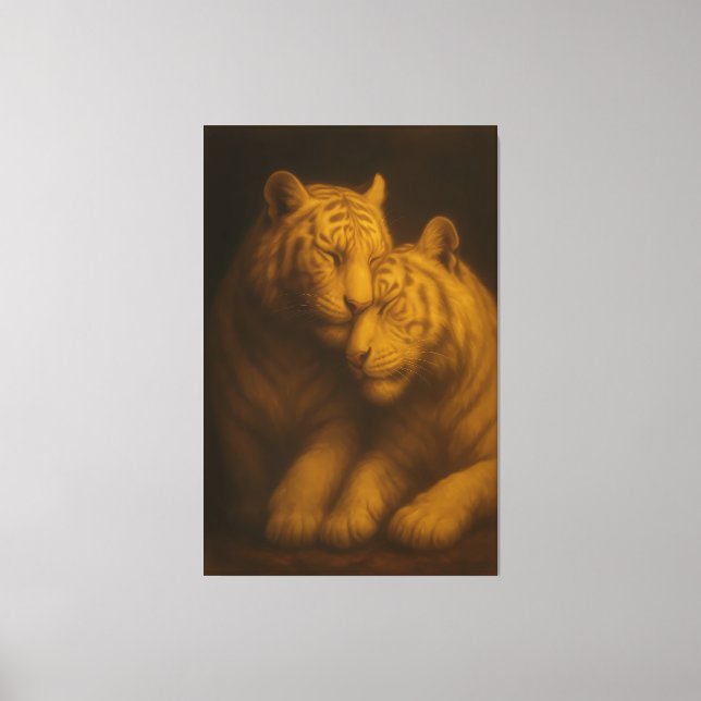 Lienzo Regal White Tigers – Classic Fine Art Golden Portr (Anverso)