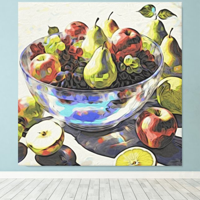 Lienzo *~* Regalo artístico SC6 4 Crystal Bowl de frutas  (Insitu (piso de madera))