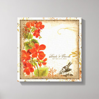 Lienzo Regalo Boda de Nasturtium Botánico Personalizado
