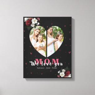 Lienzo Regalo con forma de corazón simple negro para el d