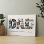 Lienzo Regalo de colada de fotos del Día del Padre 18 par<br><div class="desc">Este es un collage de fotos que explica la palabra DAD junto con un mensaje personalizado. En total cabe 18 fotografías. Este es el regalo perfecto para papá por el día del padre,  su cumpleaños o Navidades.</div>