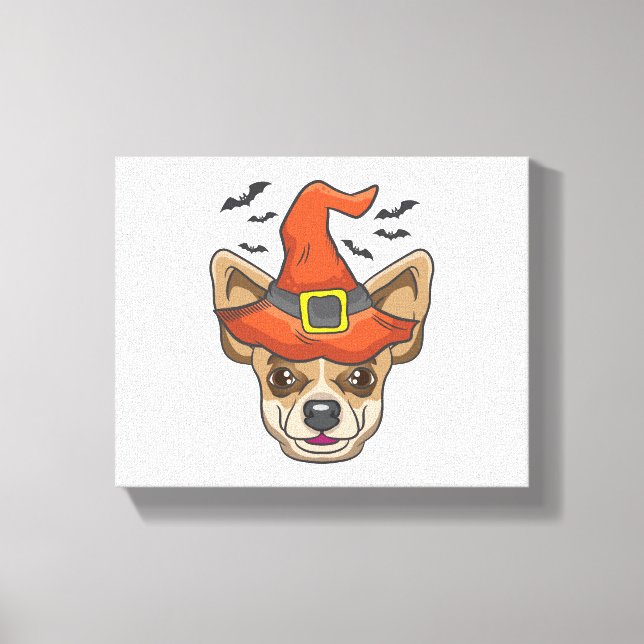 Lienzo Regalo de disfraz Chihuahua de bruja de Halloween (Anverso)