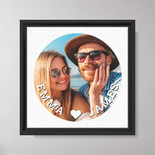 Lienzo Regalo de foto de pareja Corazón Nombres Recuerdo