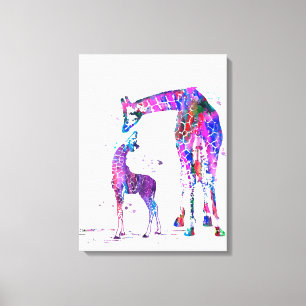 Lienzo Regalo De Giraffe De Mamá Y Hija, Regalo De Amante