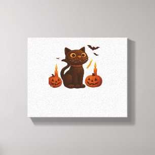 Lienzo Regalo de Halloween para gatito de calabaza de cre