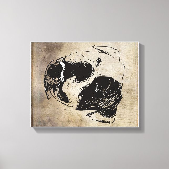 Lienzo Regalo de la cara del Bulldog retro | Presente esp (Anverso)