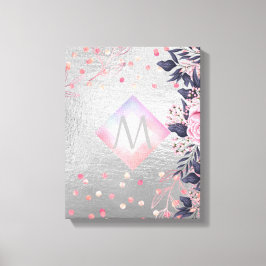 Lienzo Regalo de la Marina Plata Monograma Rosegold Girly