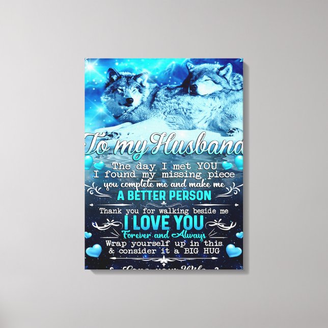 Lienzo Regalo de lobo para mi esposo, regalo de cumpleaño (Anverso)