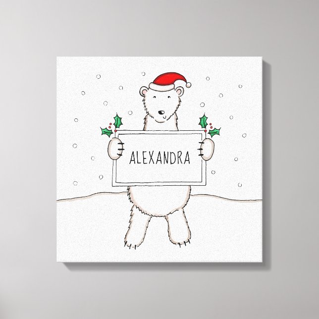 Lienzo Regalo de oso polar para Navidades personalizados (Anverso)