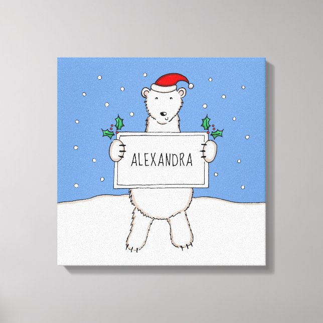 Lienzo Regalo de oso polar para Navidades personalizados (Anverso)