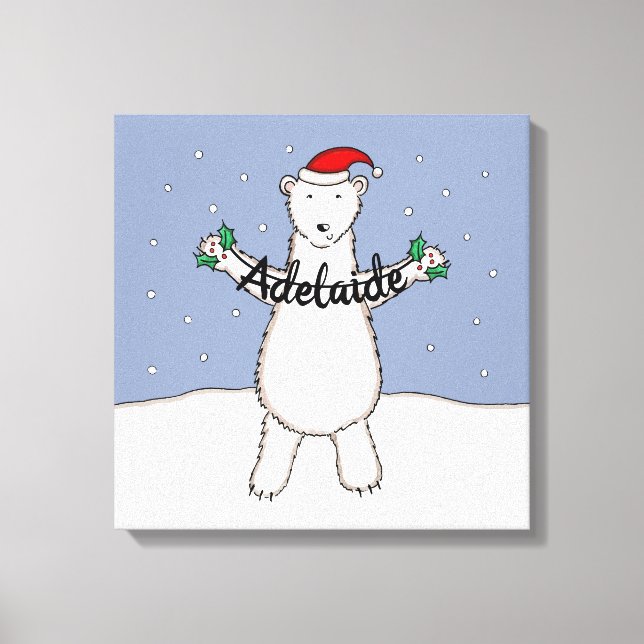 Lienzo Regalo de oso polar para Navidades personalizados (Anverso)