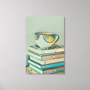 Lienzo Regalo para amantes del café y del libro