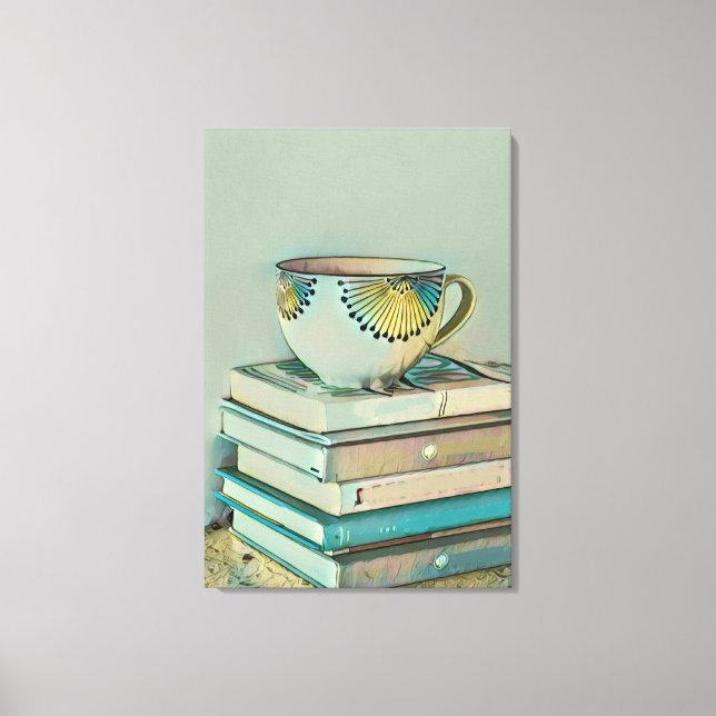 Lienzo Regalo para amantes del café y del libro (Anverso)