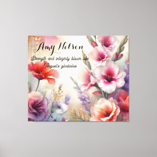 Lienzo Regalo personalizado de las flores de cumpleaños d