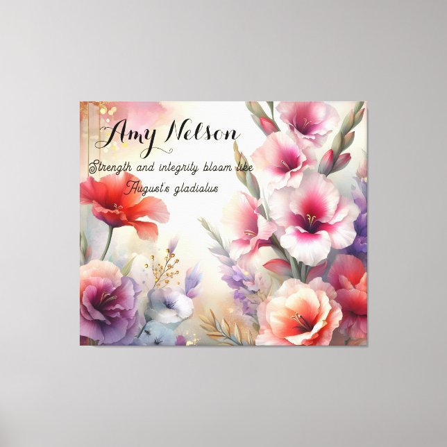 Lienzo Regalo personalizado de las flores de cumpleaños d (Anverso)