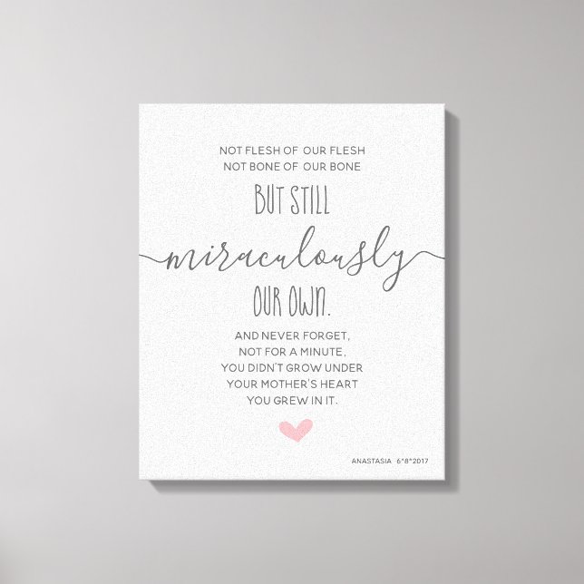 Lienzo Regalo/presente del día de adopción Personalizado  (Anverso)