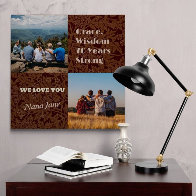 Lienzo Regalos de Collage de fotos personalizado para una (Gifts for 70 Year Old Woman)