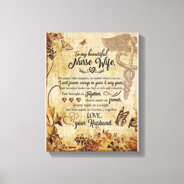 Lienzo Regalos de enfermera esposa | Carta A Mi Hermosa M (Anverso)