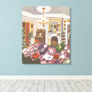 Lienzo Regalos de Navidad envueltos al estilo antiguo en 