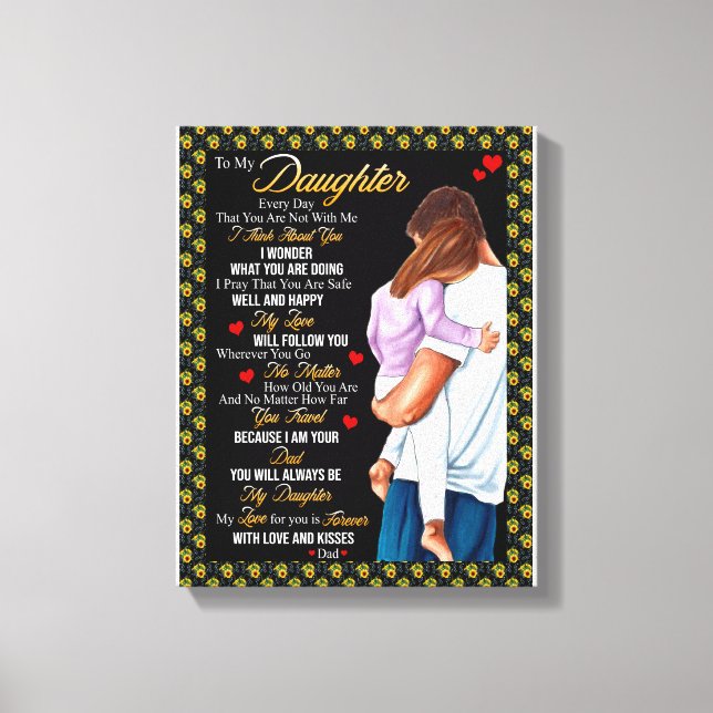 Lienzo Regalos para la hija | Carta A Mi Hija De Papá (Anverso)