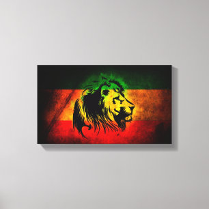 Lienzo Reggae León Rojo Amarillo Verde Artístico