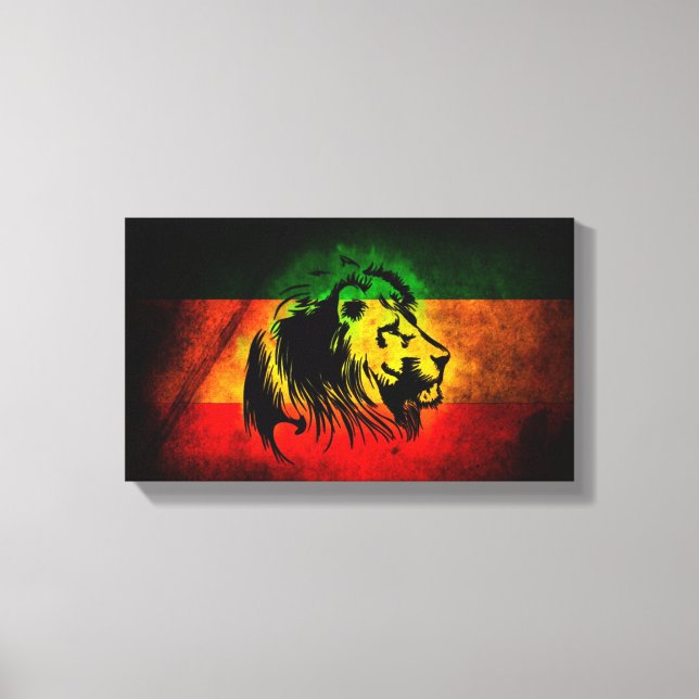 Lienzo Reggae León Rojo Amarillo Verde Artístico (Anverso)