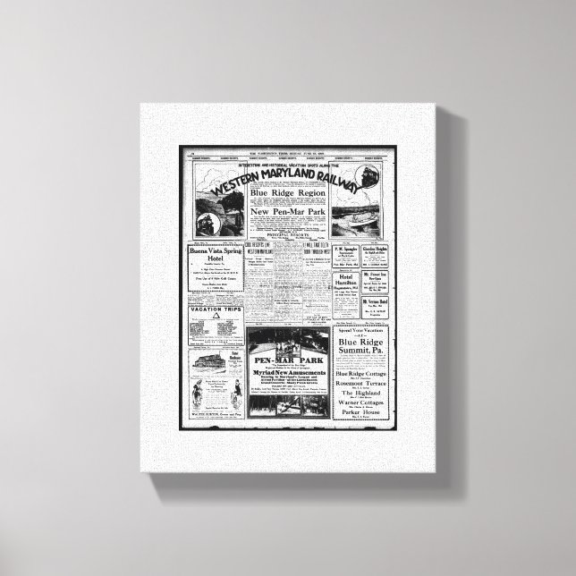 Lienzo Reimpresión del turismo ferroviario de Maryland oc (Anverso)