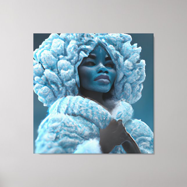 Lienzo Reina de la nieve Melanin Chica negra Mujeres sist (Anverso)