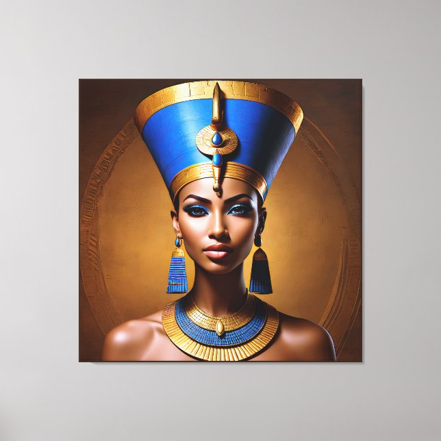 Lienzo "Reina Nefertiti", bella antigua reina africana (Anverso)