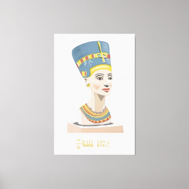 Lienzo Reina Nefertiti y Poster rectangular de Cartouche. (Anverso)