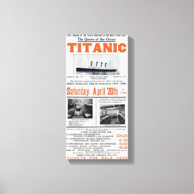 Lienzo Reina Titánica Del Océano - Línea Estrella Blanca (Anverso)