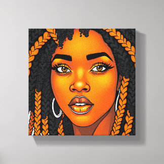 Lienzo Reinas Negras Melanina Mujeres Sista Reinas Naranj