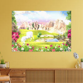 Lienzo Reino Mágico del Unicornio – Paisaje de Castillo d