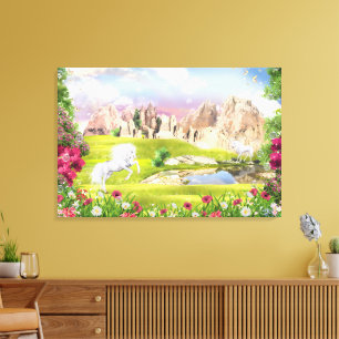 Lienzo Reino Mágico del Unicornio – Paisaje de Castillo d