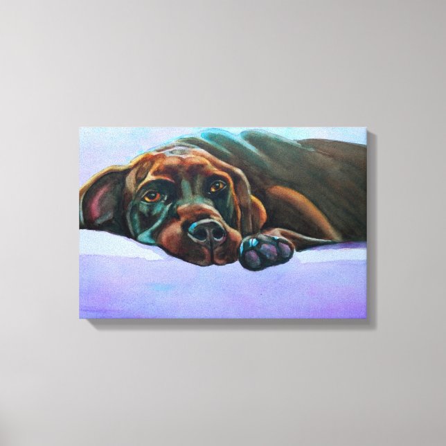 Lienzo Relajado Chocolate Lab (Anverso)