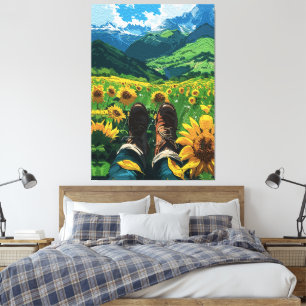 Lienzo Relajándose en el Paraíso de los Girasoles