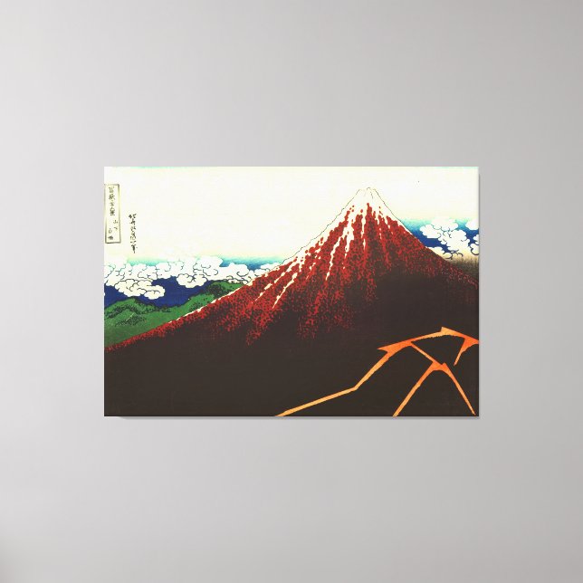 Lienzo Relámpago por debajo del Fuji rojo 1826 (Anverso)
